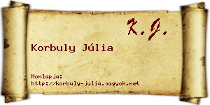 Korbuly Júlia névjegykártya