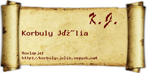 Korbuly Júlia névjegykártya